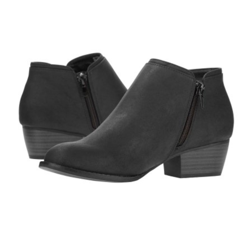 Black Faux Leather Ankle Boots